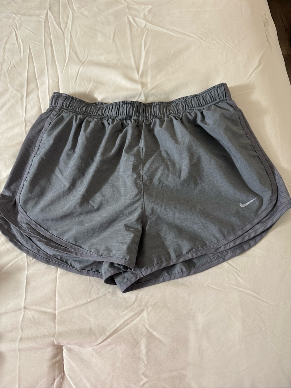 Nike Women's Grey Athletic Running Shorts with Swoosh